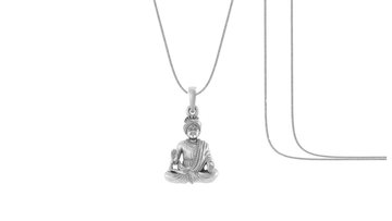 Akshat Sapphire Sterling Silver (92.5% purity) God Swaminarayan Chain Pendant (Pendant with Snake Chain) for Men & Women Pure Silver Swaminarayan Chain Locket for Good Health & Wealth Akshat Sapphire