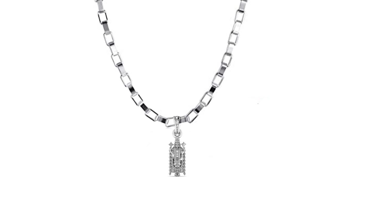 Akshat Sapphire Sterling Silver (92.5% purity) God Tirupati Bala Ji Chain Pendant (Pendant with Box Chain-22 inches) for Men & Women Pure Silver Lord Bala Ji Chain Locket for Good Health & Wealth Akshat Sapphire
