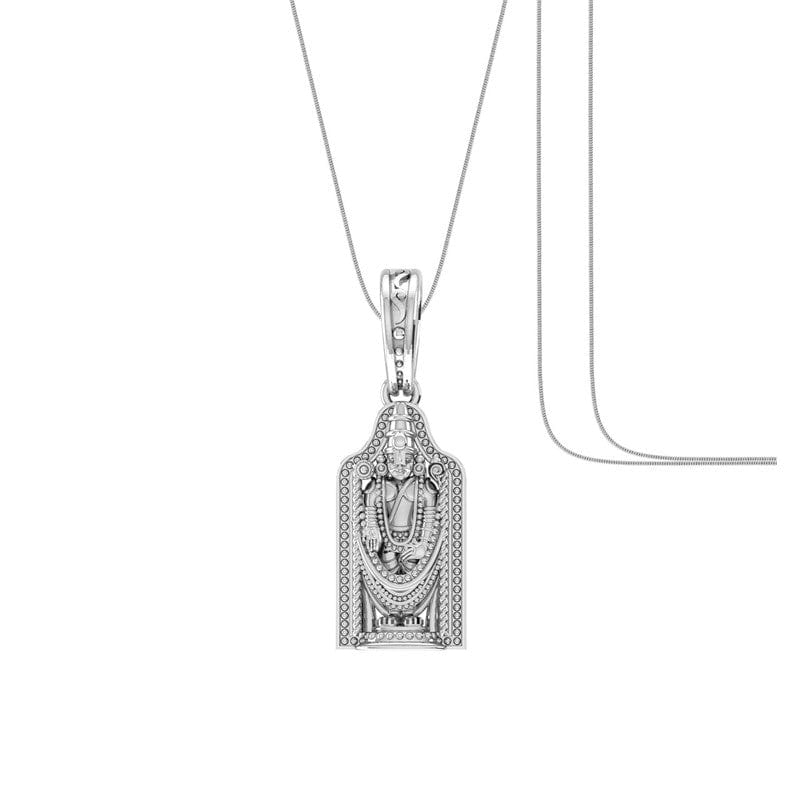 Akshat Sapphire Sterling Silver (92.5% purity) God Tirupati Bala Ji Chain Pendant (Pendant with Snake Chain) for Men & Women Pure Silver Lord Bala Ji Chain Locket for Good Health & Wealth Akshat Sapphire