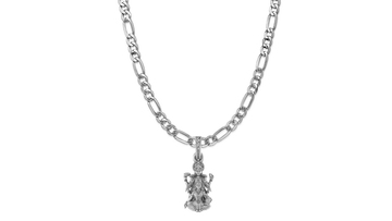 Akshat Sapphire Sterling Silver (92.5% purity) God Vishnu Laxmi Chain Pendant (Pendant with Figaro Chain-22 inches) for Men & Women Pure Silver Lord Vishnu Lakshmi Chain Locket for Good Health & Wealth Akshat Sapphire