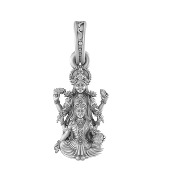 Akshat Sapphire Sterling Silver (92.5% purity) God Vishnu Laxmi Pendant for Men & Women Pure Silver Lord Vishnu Lakshmi Locket for Good Health & Wealth Akshat Sapphire
