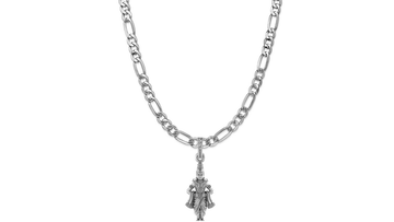 Akshat Sapphire Sterling Silver (92.5% purity) God Vitthal Chain Pendant (Pendant with Figaro Chain-22 inches) for Men & Women Pure Silver Lord Vitthal Chain Locket for Good Health & Wealth Akshat Sapphire