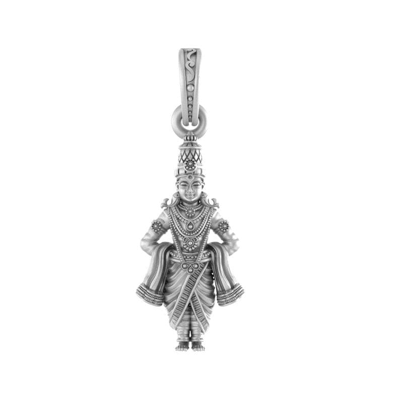 Akshat Sapphire Sterling Silver (92.5% purity) God Vitthal Pendant for Men & Women Pure Silver Lord Vithal Locket for Good Health & Wealth Akshat Sapphire