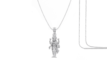 Akshat Sapphire Sterling Silver (92.5% purity) Goddess Laxmi Ji Chain Pendant (Pendant with Rope Chain) for Men & Women Pure Silver Lord Laxmi Ji Chain Locket for Health & Wealth Akshat Sapphire