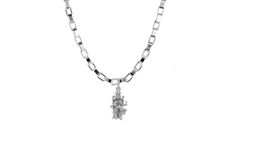 Akshat Sapphire Sterling Silver (92.5% purity) Goddess Mansa Devi Ji chain Pendant (Pendant with Box Chain-22 inches) for Men & Women Pure Silver Maa Mansa Devi Shaktipeeth chain Locket for Good Health & Wealth Akshat Sapphire