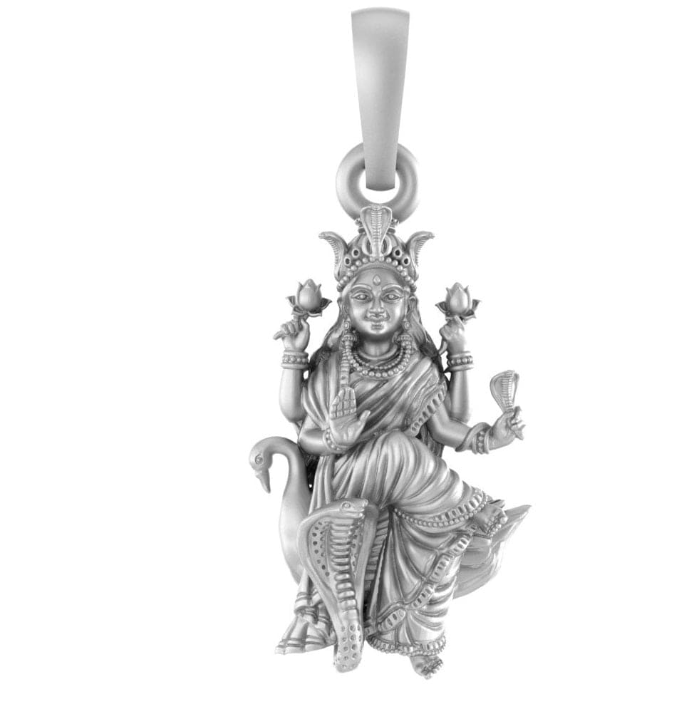 Akshat Sapphire Sterling Silver (92.5% purity) Goddess Mansa Devi Pendant for Men & Women Pure Silver Maa Mansa Devi shaktipeeth Locket for Good Health & Wealth Akshat Sapphire