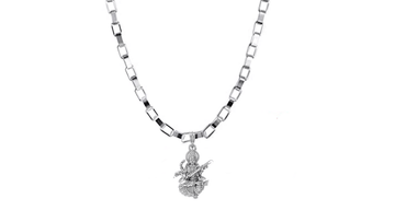 Akshat Sapphire Sterling Silver (92.5% purity) Goddess Saraswati Maa Chain Pendant (Pendant with Box Chain-22 inches) for Men & Women Pure Silver Lord Saraswati Maa Chain Locket for Health & Wealth Akshat Sapphire