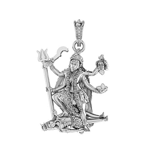 Akshat Sapphire Sterling Silver (92.5% purity) Goddess kali maa Pendant for Men & Women Pure Silver Lord Maa Kaali Locket for Good Health & Wealth Akshat Sapphire