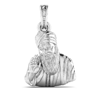 Akshat Sapphire Sterling Silver (92.5% purity) Guru Nanak Pendant for Men and women Pure Silver spiritual Punjabi Sikh Sardar Guru Baba Nanak Locket for Good Luck, Health & Wealth Akshat Sapphire