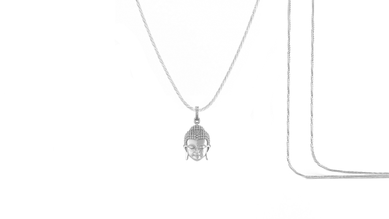 Akshat Sapphire Sterling Silver (92.5% purity) Spiritual God Gautam Buddha Chain Pendant (Pendant with Rope Chain-22 inches) for Men & Women Pure Silver religious Gautam buddh Chain Locket for Good Health & Wealth Akshat Sapphire