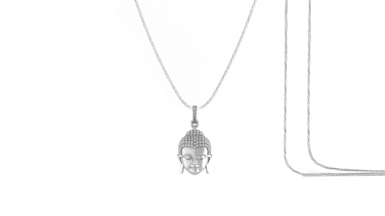 Akshat Sapphire Sterling Silver (92.5% purity) Spiritual God Gautam Buddha Chain Pendant (Pendant with Rope Chain) for Men & Women Pure Silver religious Gautam buddh Chain Locket for Good Health & Wealth Akshat Sapphire