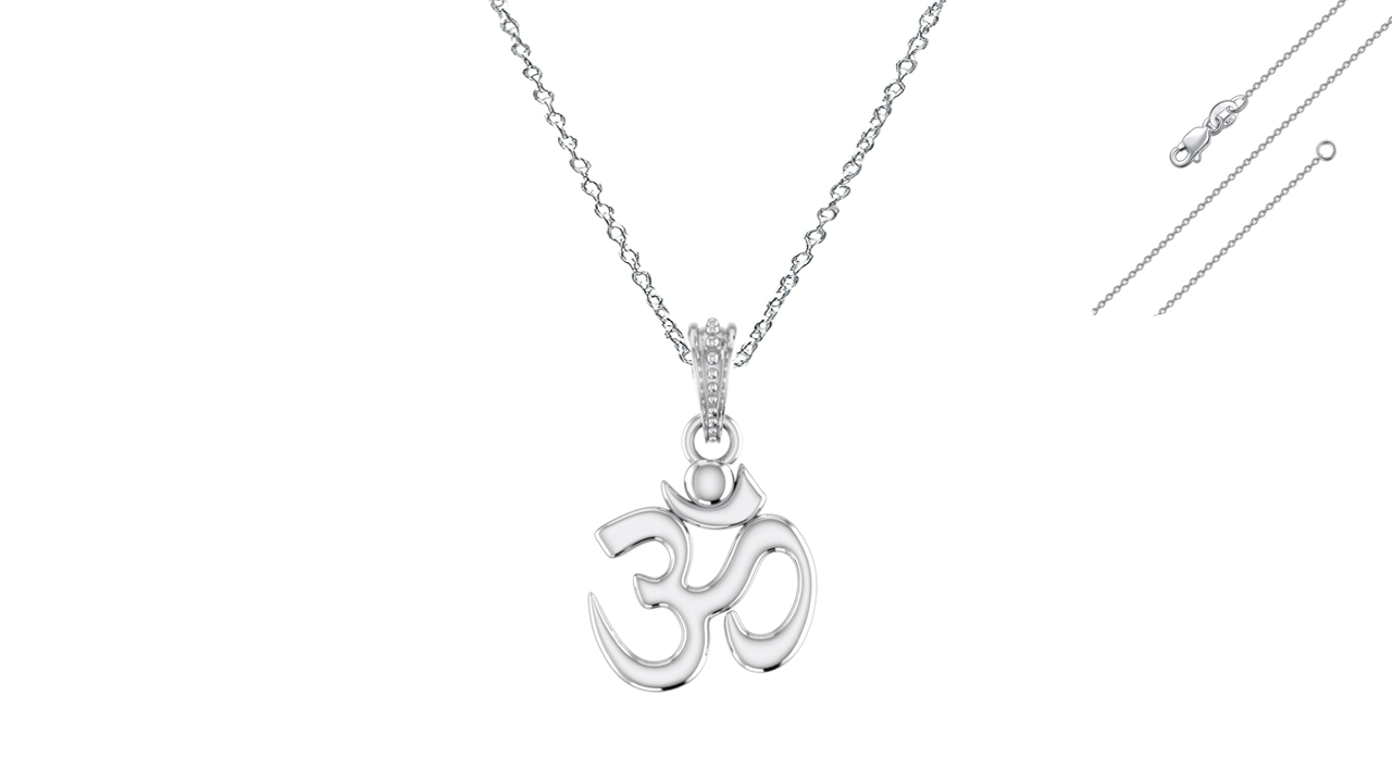 Akshat Sapphire Sterling Silver (92.5% purity) Spiritual OM Chain Pendant (Pendant with Anchor Chain-22 inches) for Men & Women Pure Silver Divine OM Chain Locket for Health & Wealth Akshat Sapphire