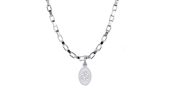 Akshat Sapphire Sterling Silver (92.5% purity) Spiritual OM Chain Pendant (Pendant with Box Chain-22 inches) for Men & Women Pure Silver Divine OM Chain Locket for Health & Wealth Akshat Sapphire