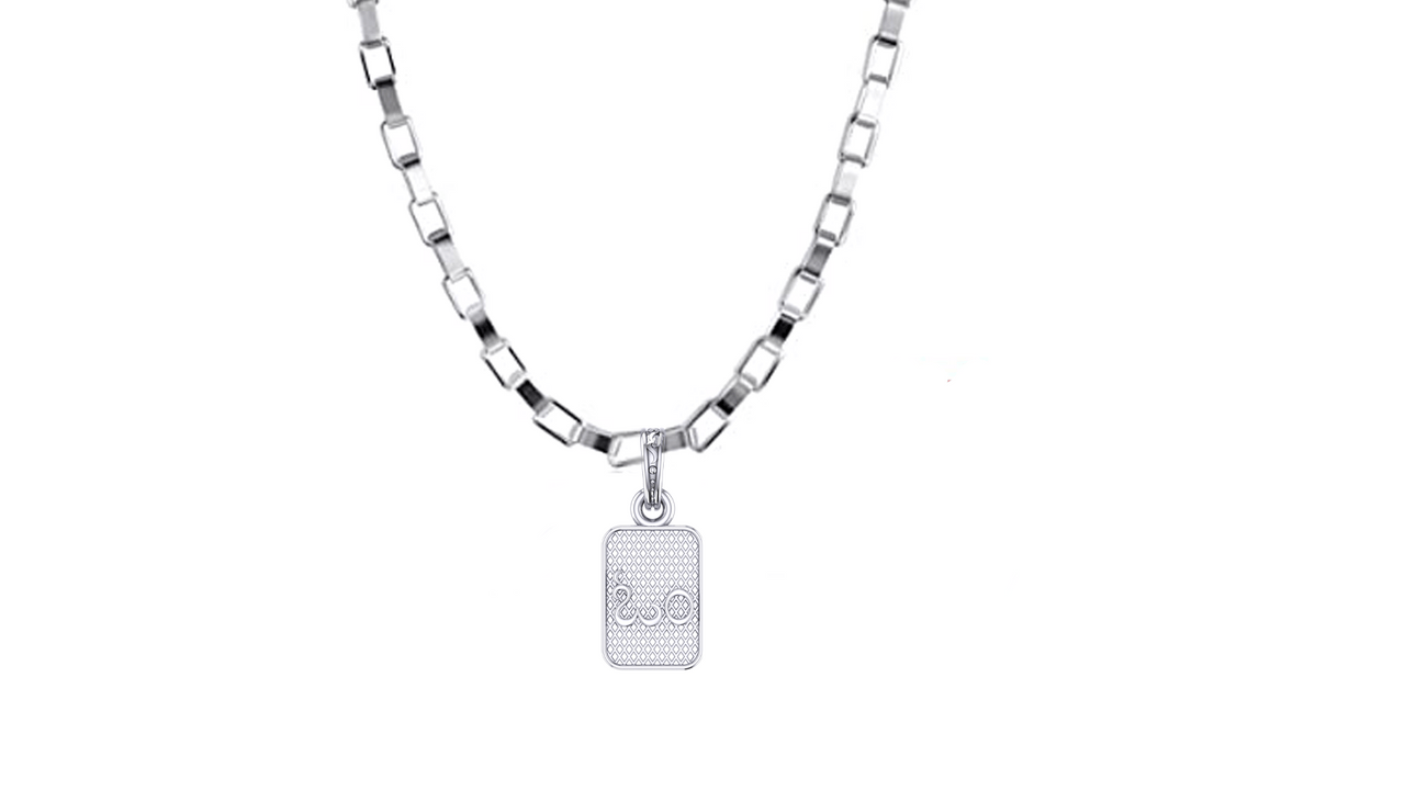 Akshat Sapphire Sterling Silver (92.5% purity) Spiritual OM Chain Pendant (Pendant with Box Chain-22 inches) for Men & Women Pure Silver Divine OM Chain Locket for Health & Wealth Akshat Sapphire