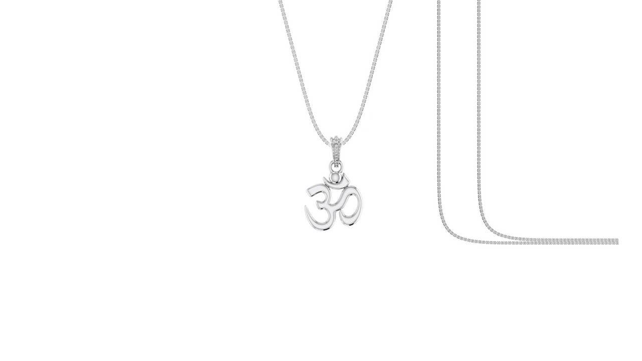 Akshat Sapphire Sterling Silver (92.5% purity) Spiritual OM Chain Pendant (Pendant with Box Chain) for Men & Women Pure Silver Divine OM Chain Locket for Health & Wealth Akshat Sapphire
