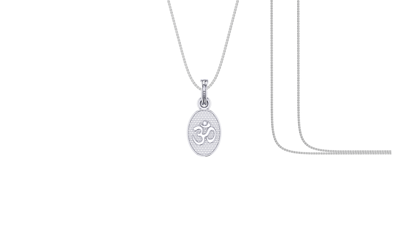 Akshat Sapphire Sterling Silver (92.5% purity) Spiritual OM Chain Pendant (Pendant with Box Chain) for Men & Women Pure Silver Divine OM Chain Locket for Health & Wealth Akshat Sapphire