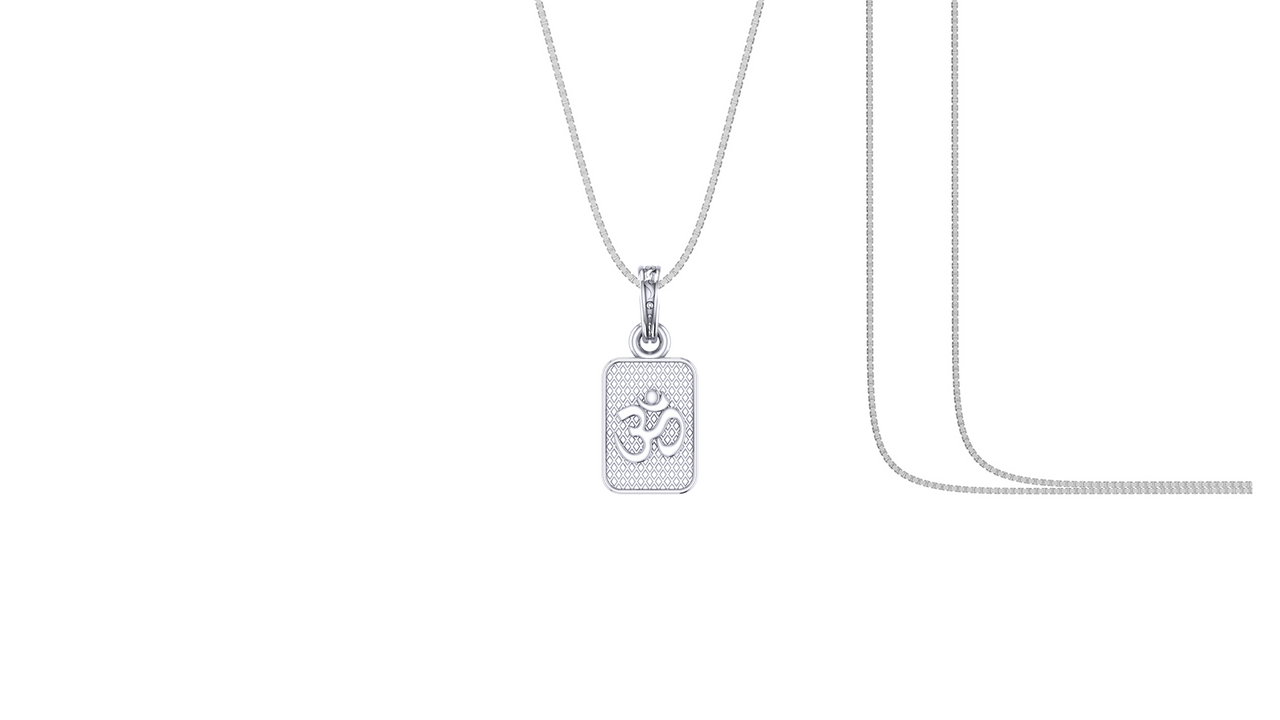 Akshat Sapphire Sterling Silver (92.5% purity) Spiritual OM Chain Pendant (Pendant with Box Chain) for Men & Women Pure Silver Divine OM Chain Locket for Health & Wealth Akshat Sapphire