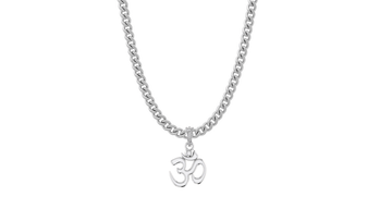 Akshat Sapphire Sterling Silver (92.5% purity) Spiritual OM Chain Pendant (Pendant with Curb Chain-22 inches) for Men & Women Pure Silver Divine OM Chain Locket for Health & Wealth Akshat Sapphire