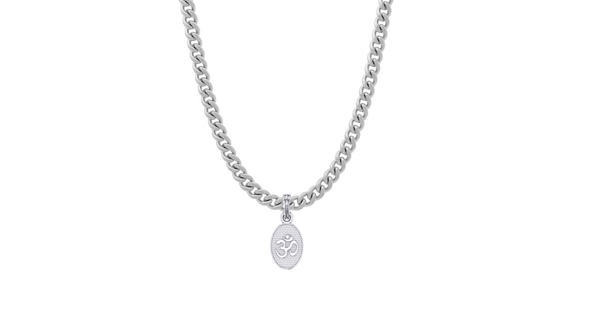 Akshat Sapphire Sterling Silver (92.5% purity) Spiritual OM Chain Pendant (Pendant with Curb Chain-22 inches) for Men & Women Pure Silver Divine OM Chain Locket for Health & Wealth Akshat Sapphire