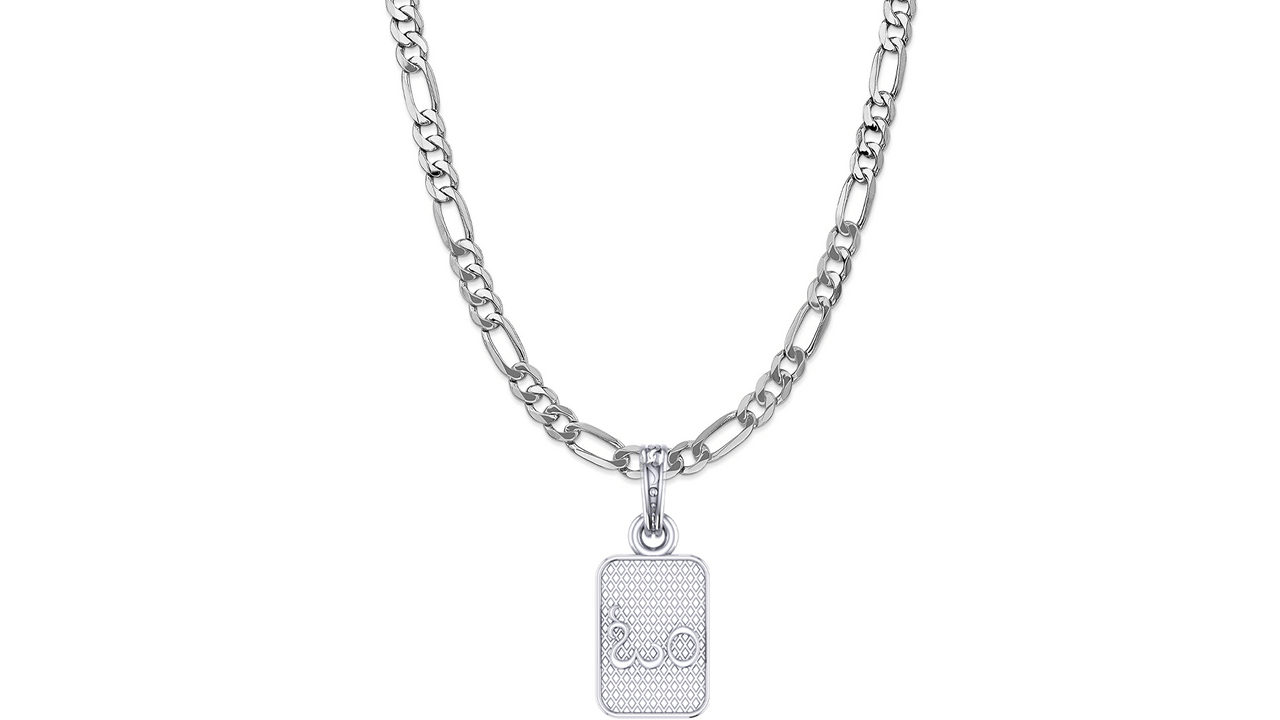 Akshat Sapphire Sterling Silver (92.5% purity) Spiritual OM Chain Pendant (Pendant with Figaro Chain-22 inches) for Men & Women Pure Silver Divine OM Chain Locket for Health & Wealth Akshat Sapphire