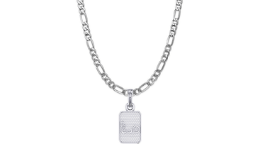 Akshat Sapphire Sterling Silver (92.5% purity) Spiritual OM Chain Pendant (Pendant with Figaro Chain-22 inches) for Men & Women Pure Silver Divine OM Chain Locket for Health & Wealth Akshat Sapphire