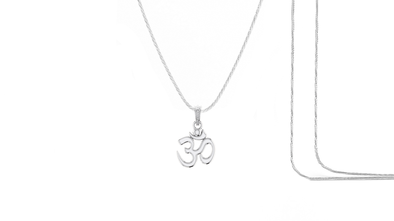 Akshat Sapphire Sterling Silver (92.5% purity) Spiritual OM Chain Pendant (Pendant with Rope Chain) for Men & Women Pure Silver Divine OM Chain Locket for Health & Wealth Akshat Sapphire