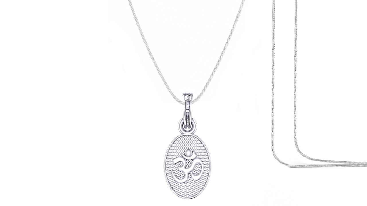 Akshat Sapphire Sterling Silver (92.5% purity) Spiritual OM Chain Pendant (Pendant with Rope Chain) for Men & Women Pure Silver Divine OM Chain Locket for Health & Wealth Akshat Sapphire