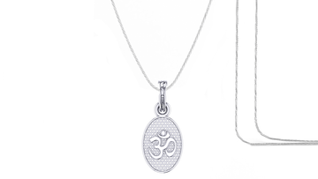Akshat Sapphire Sterling Silver (92.5% purity) Spiritual OM Chain Pendant (Pendant with Rope Chain) for Men & Women Pure Silver Divine OM Chain Locket for Health & Wealth Akshat Sapphire