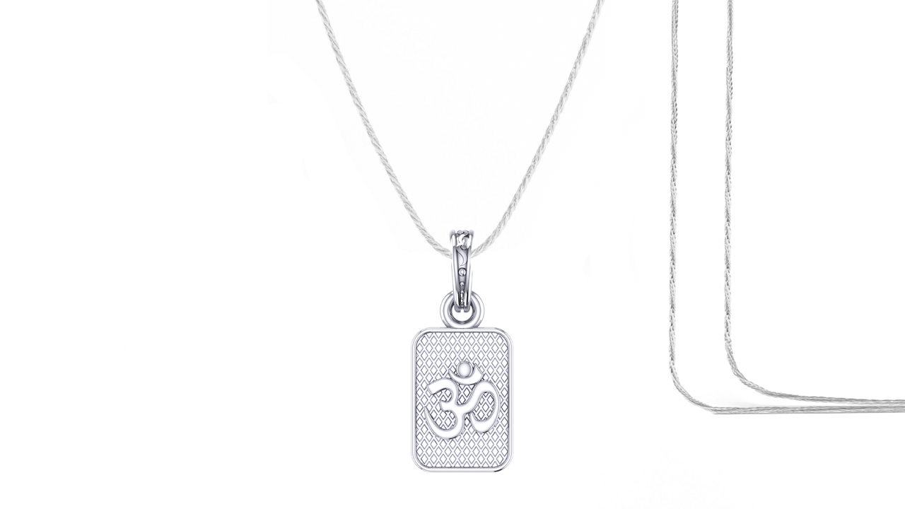 Akshat Sapphire Sterling Silver (92.5% purity) Spiritual OM Chain Pendant (Pendant with Rope Chain) for Men & Women Pure Silver Divine OM Chain Locket for Health & Wealth Akshat Sapphire