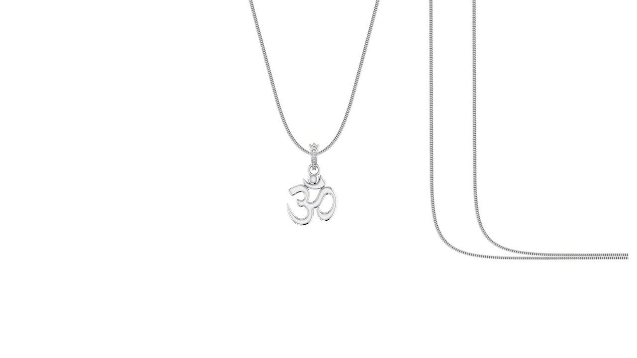 Akshat Sapphire Sterling Silver (92.5% purity) Spiritual OM Chain Pendant (Pendant with Snake Chain) for Men & Women Pure Silver Divine OM Chain Locket for Health & Wealth Akshat Sapphire