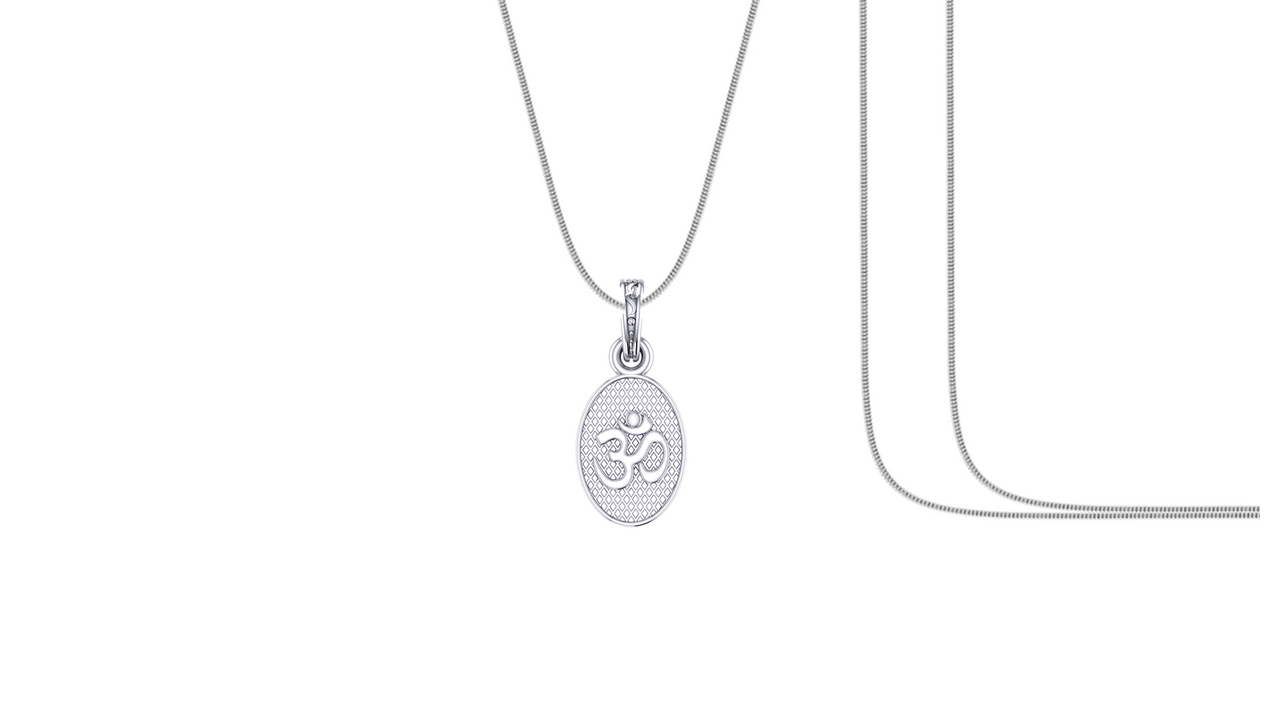 Akshat Sapphire Sterling Silver (92.5% purity) Spiritual OM Chain Pendant (Pendant with Snake Chain) for Men & Women Pure Silver Divine OM Chain Locket for Health & Wealth Akshat Sapphire