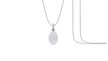 Akshat Sapphire Sterling Silver (92.5% purity) Spiritual OM Chain Pendant (Pendant with Snake Chain) for Men & Women Pure Silver Divine OM Chain Locket for Health & Wealth Akshat Sapphire