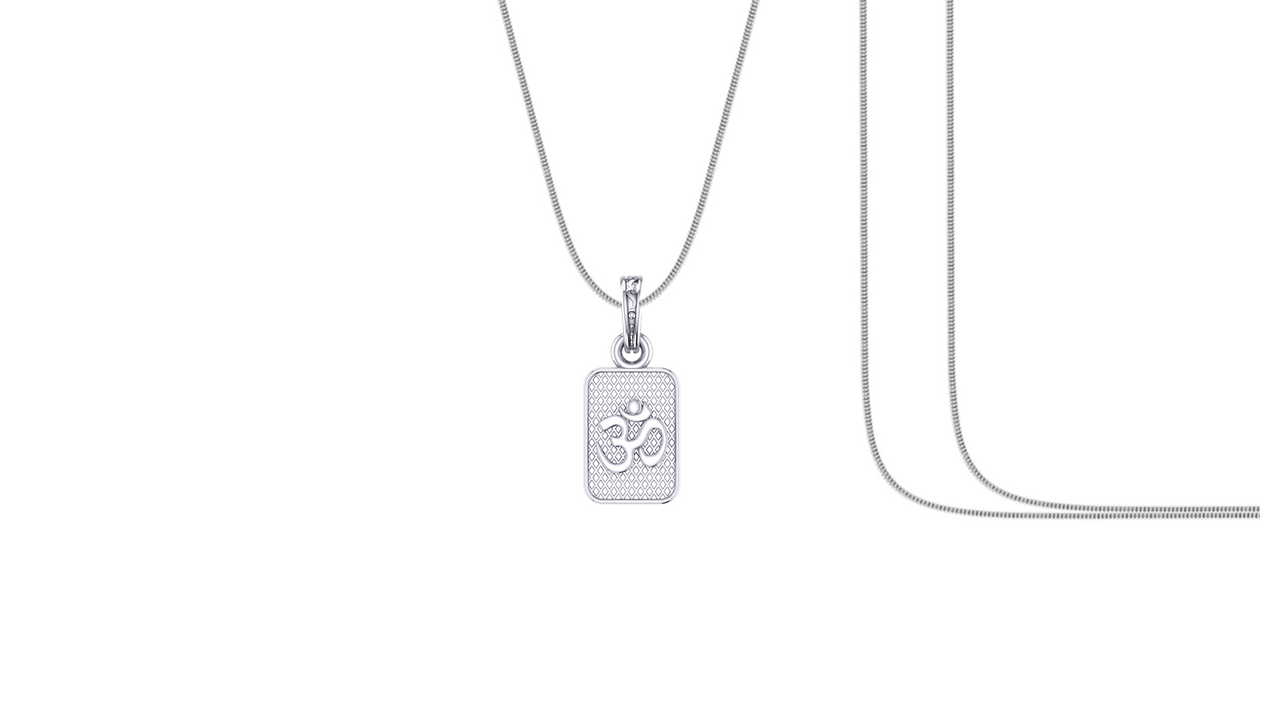 Akshat Sapphire Sterling Silver (92.5% purity) Spiritual OM Chain Pendant (Pendant with Snake Chain) for Men & Women Pure Silver Divine OM Chain Locket for Health & Wealth Akshat Sapphire
