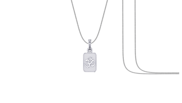 Akshat Sapphire Sterling Silver (92.5% purity) Spiritual OM Chain Pendant (Pendant with Snake Chain) for Men & Women Pure Silver Divine OM Chain Locket for Health & Wealth Akshat Sapphire