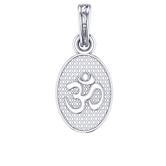 Akshat Sapphire Sterling Silver (92.5% purity) Spiritual OM Pendant for Men & Women Pure Silver Religious OM Locket for Good Health & Wealth Akshat Sapphire