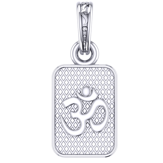 Akshat Sapphire Sterling Silver (92.5% purity) Spiritual OM Pendant for Men & Women Pure Silver Religious OM Locket for Good Health & Wealth Akshat Sapphire