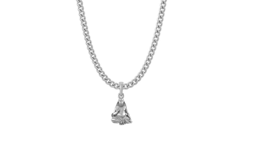 Akshat Sapphire Sterling Silver (92.5% purity) Spiritual Raghavendra Swamy (Pendant with Curb Chain-22 inches) for Men & Women Pure Silver religious Raghvendra Swami chain Locket for Good Health & Wealth Akshat Sapphire