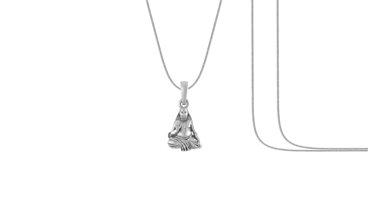 Akshat Sapphire Sterling Silver (92.5% purity) Spiritual Raghavendra Swamy (Pendant with Snake Chain) for Men & Women Pure Silver religious Raghvendra Swami chain Locket for Good Health & Wealth Akshat Sapphire