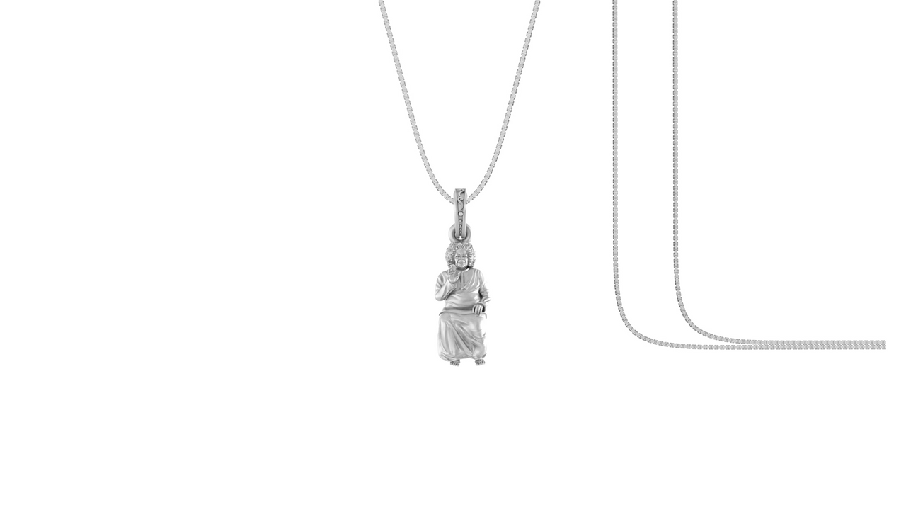 Akshat Sapphire Sterling Silver (92.5% purity) Spiritual Sathya Sai baba Chain Pendant (Pendant with Box Chain) for Men & Women religious Chain Locket for Good Health & Wealth Akshat Sapphire