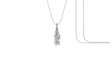 Akshat Sapphire Sterling Silver (92.5% purity) Spiritual Sathya Sai baba Chain Pendant (Pendant with Box Chain) for Men & Women religious Chain Locket for Good Health & Wealth Akshat Sapphire