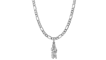 Akshat Sapphire Sterling Silver (92.5% purity) Spiritual Sathya Sai baba Chain Pendant (Pendant with Figaro Chain-22 inches) for Men & Women religious Chain Locket for Good Health & Wealth Akshat Sapphire