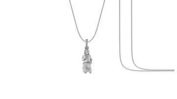 Akshat Sapphire Sterling Silver (92.5% purity) Spiritual Sathya Sai baba Chain Pendant (Pendant with Snake Chain) for Men & Women religious Chain Locket for Good Health & Wealth Akshat Sapphire