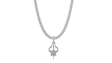 Akshat Sapphire Sterling Silver (92.5% purity) Spiritual Shiva Trishul Chain Pendant  (Pendant with Curb Chain-22 inches) for Men & Women Pure Silver Divine Shiva Trishul Chain Locket for Good Health & Wealth Akshat Sapphire