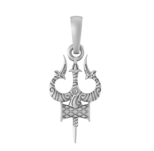 Akshat Sapphire Sterling Silver (92.5% purity) Spiritual Shiva Trishul Pendant for Men & Women Pure Silver Divine Shiva Trishul Locket for Good Health & Wealth Akshat Sapphire