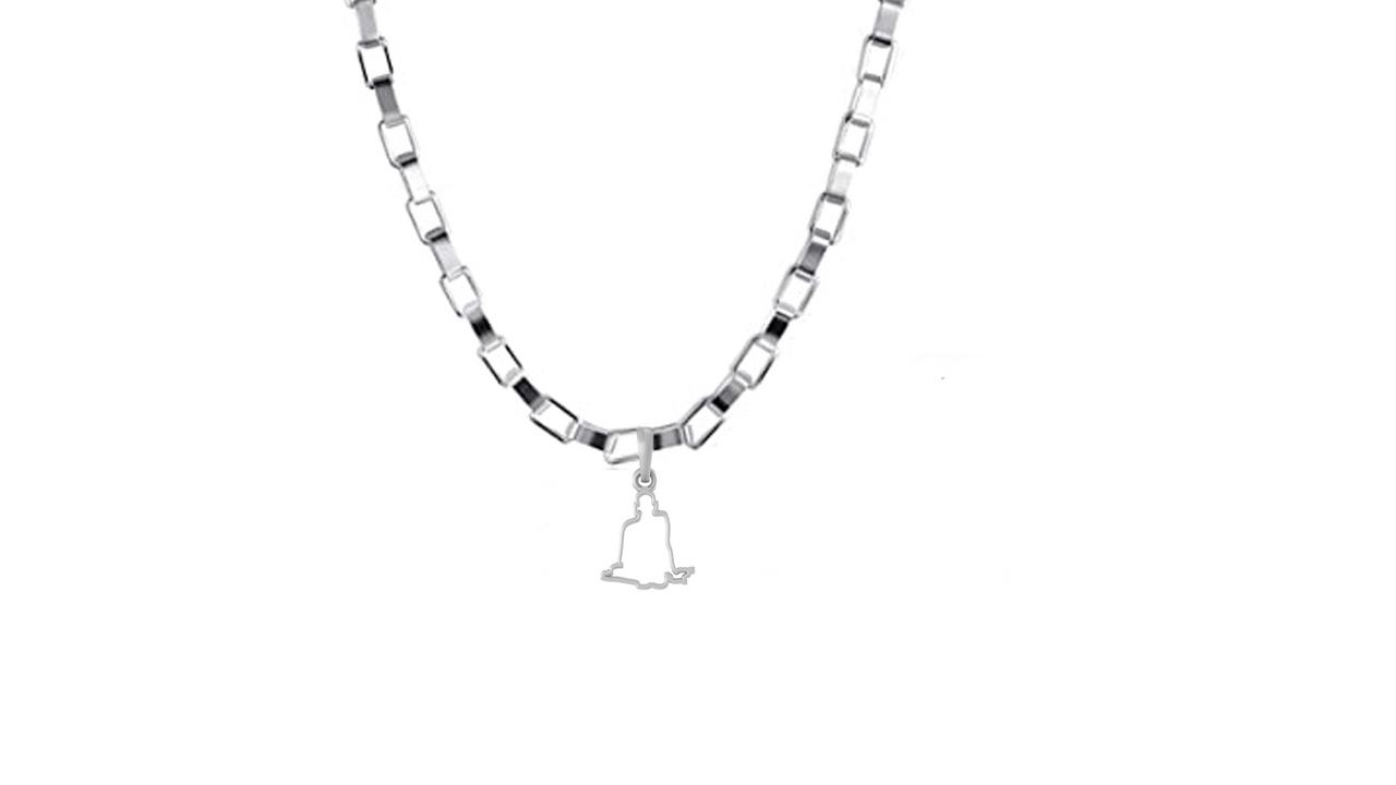 Akshat Sapphire Sterling Silver (92.5% purity) Spiritual Swami Samarth Chain Pendant (Pendant with Box Chain-22 inches) for Men and women Pure Silver religious Swami of Akkalkot Swami Smarth Chain Locket for Good Luck, Health & Wealth Akshat Sapphire