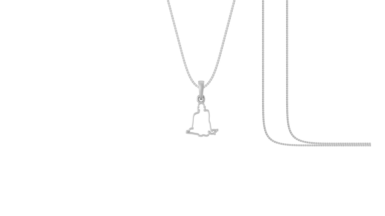Akshat Sapphire Sterling Silver (92.5% purity) Spiritual Swami Samarth Chain Pendant (Pendant with Box Chain) for Men and women Pure Silver religious Swami of Akkalkot Swami Smarth Chain Locket for Good Luck, Health & Wealth Akshat Sapphire
