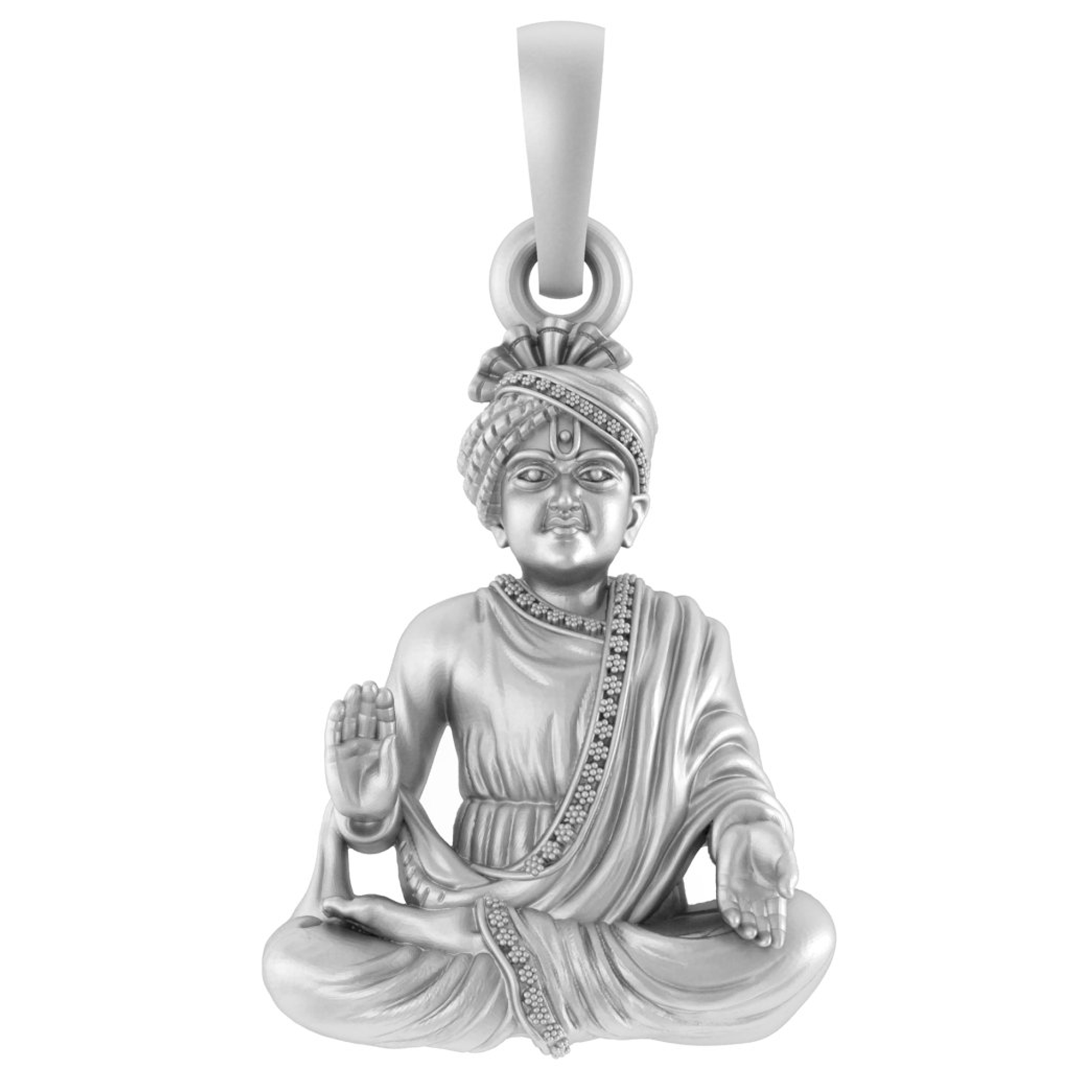 Akshat Sapphire Sterling Silver (92.5% purity) Spiritual Swaminarayan Pendant for Men & Women Pure Silver religious Swaminarayan Locket for Good Health & Wealth Akshat Sapphire