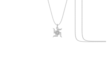 Akshat Sapphire Sterling Silver (92.5% purity) Spiritual Swastik Symbol Chain Pendant (Pendant with Box Chain) for Men & Women Pure Silver Divine & prosperous  Swastik Chain Locket for Good Health & Wealth Akshat Sapphire