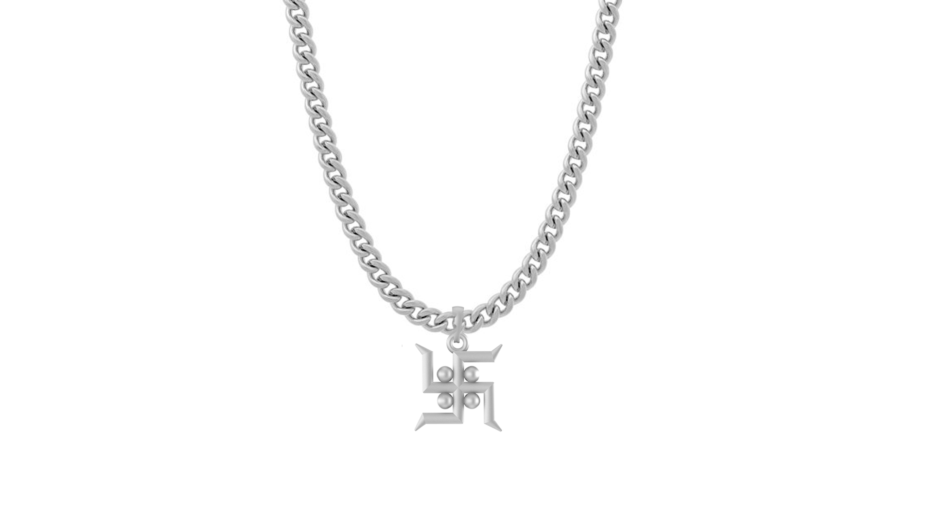 Akshat Sapphire Sterling Silver (92.5% purity) Spiritual Swastik Symbol Chain Pendant (Pendant with Curb Chain-22 inches) for Men & Women Pure Silver Divine & prosperous  Swastik Chain Locket for Good Health & Wealth Akshat Sapphire
