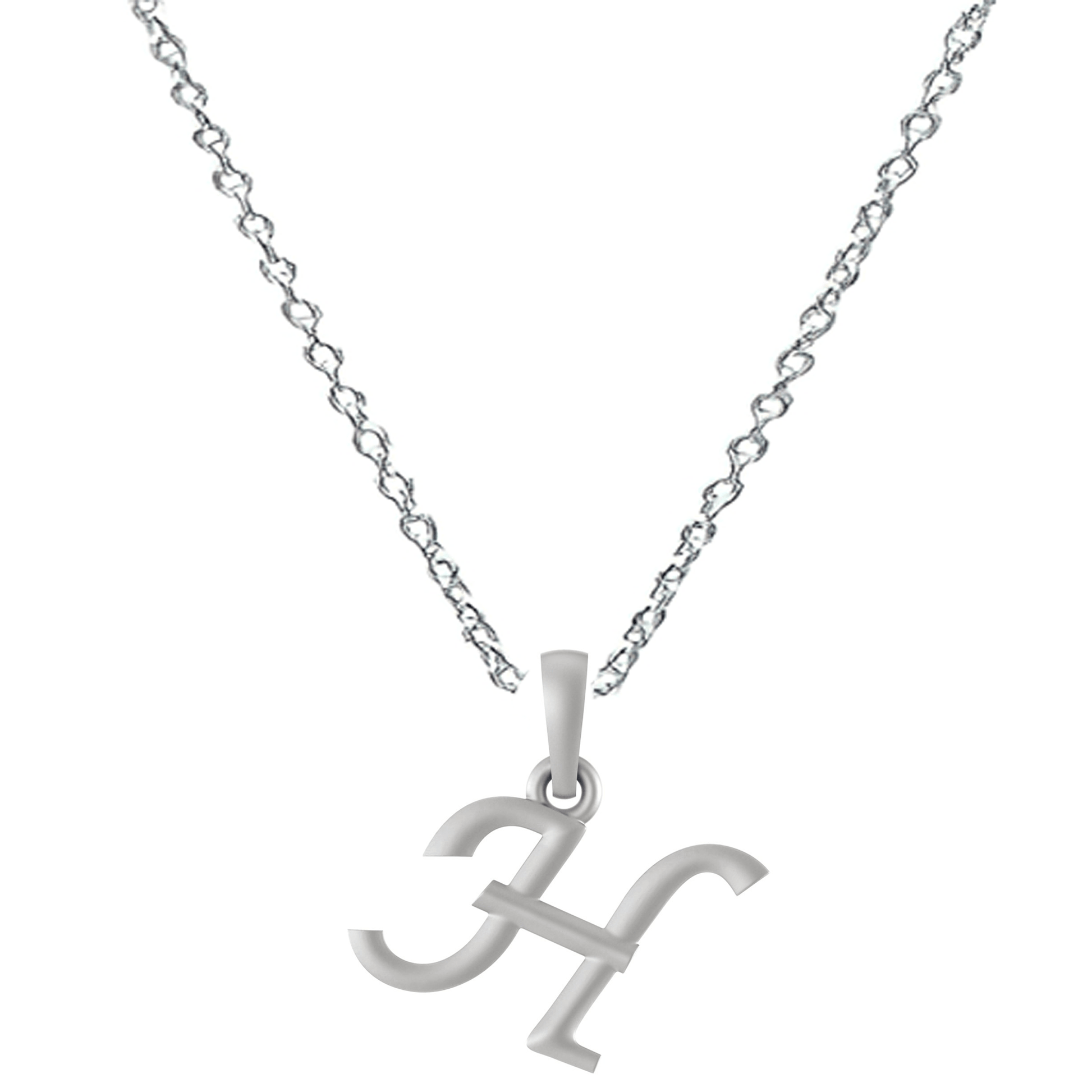 Akshat Sapphire Sterling Silver (92.5% purity) precious Name alphabet chain pendant (Pendnat with Anchor/Cable chain- 22 Inches) pure silver designer alphabet chain locket Akshat Sapphire